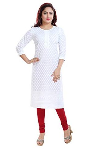 Chikankari Kurti for Women of Cotton Fabric for Formal/Casual wear