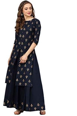 Women's Rayon Printed Kurta Palazzo Set