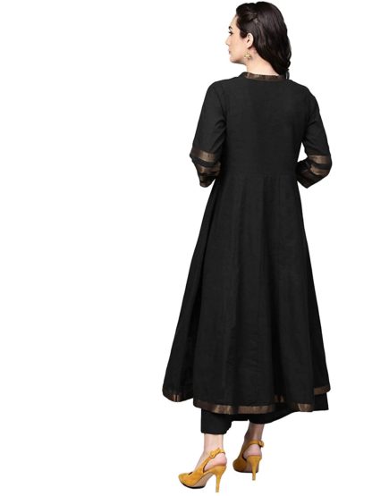 Women's Cotton Kurta with Gold Border - Image 3