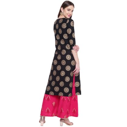 Women's Rayon Printed Kurta With Palazzo Set - Image 3