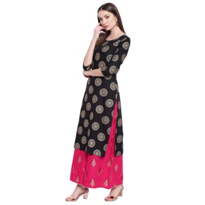 Women's Rayon Printed Kurta With Palazzo Set - Image 4