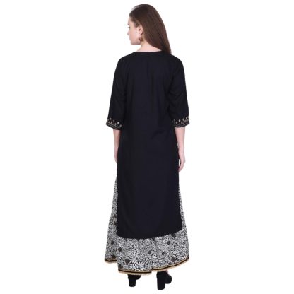 Women's Rayon Straight Gotta Work Black Kurti With Palazzo - Image 3