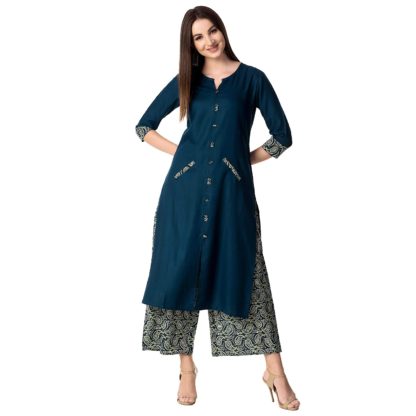 Women's Rayon Kurta With Palazzo Pant Set - Image 3