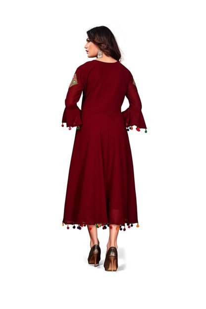 Woman's Red Anarkali Kurti - Image 3