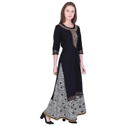 Women's Rayon Straight Gotta Work Black Kurti With Palazzo - Image 4