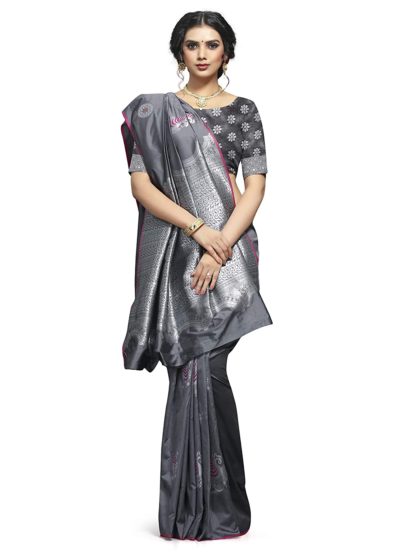 Elegant Silk Zari Saree with Blouse Piece - Image 4