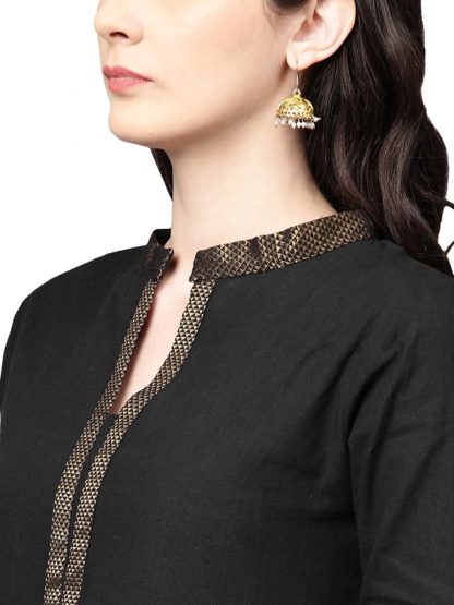 Women's Cotton Kurta with Gold Border - Image 4