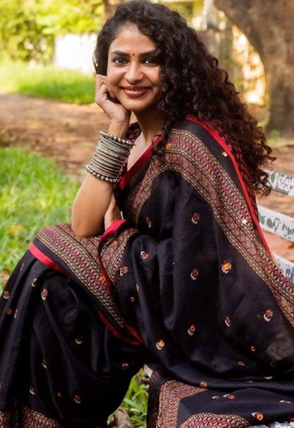Women's Jute Black Silk Saree with Blouse Piece - Image 7