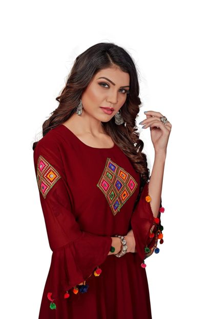 Woman's Red Anarkali Kurti - Image 4