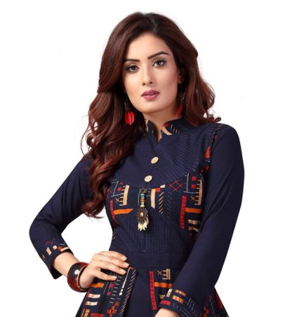 Women's Rayon Anarkali Blue Elegant Kurta - Image 3