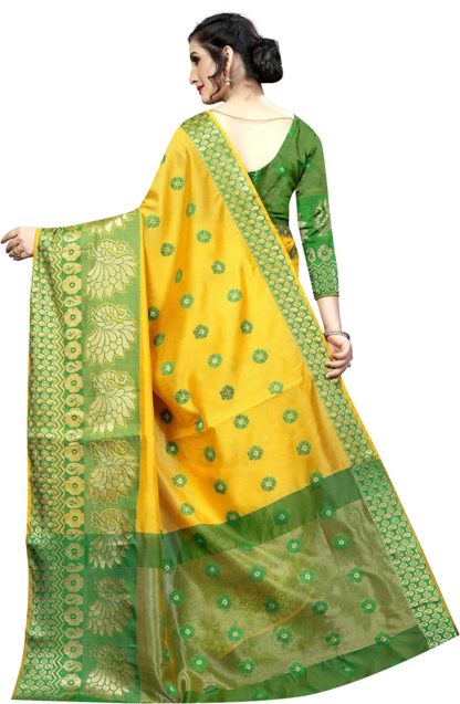 Women's Banarasi Cotton Silk Saree With Blouse Piece - Image 4