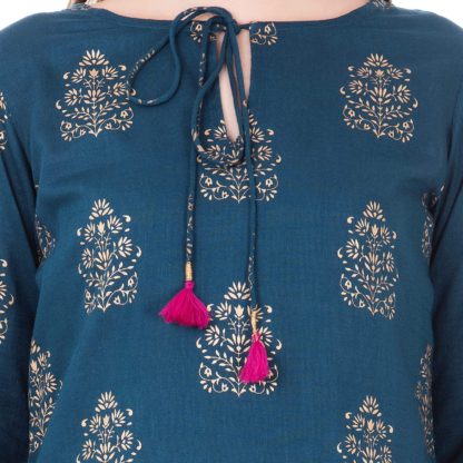 Women's Rayon Gold Printed Kurta And Palazzo Set - Image 5
