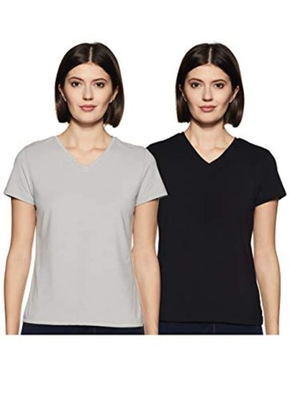 Women's Solid Regular Fit Half Sleeve T-Shirt (Combo Pack of 2)