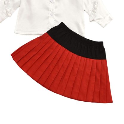 Girls Polyester Bow Applique Full Sleeve Top and Skirt Set in White Color - Image 3