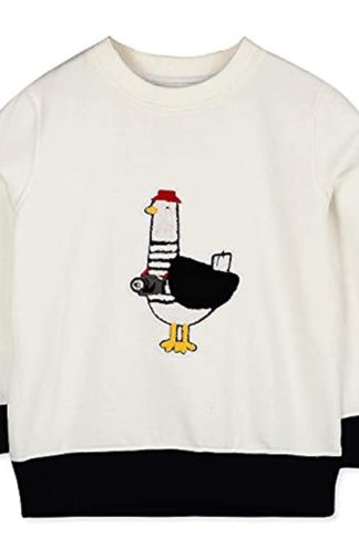 Kids Fleece Embroidered Sweatshirt for Boys (Boys, White Blue)