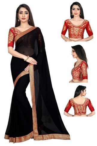 Women's Chiffon Saree with Blouse Piece