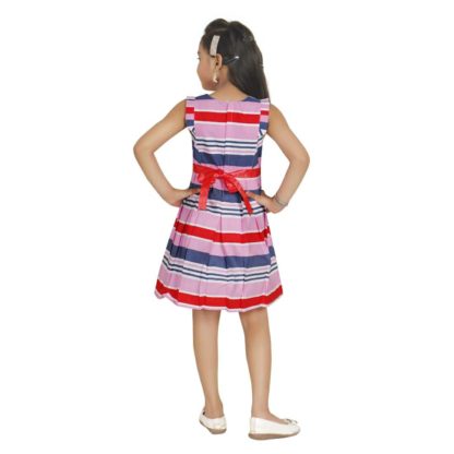 Girl's Superior Cotton A-Line Dress Knee Length line Printed Sleeveless Frock - Image 3