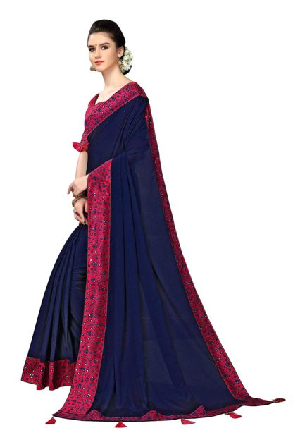 Cotton Silk Embroidery Lace Border Saree with Blouse Piece - Image 3