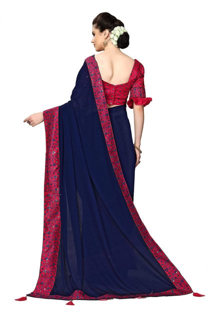 Cotton Silk Embroidery Lace Border Saree with Blouse Piece - Image 4