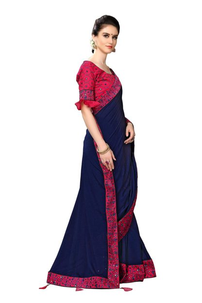 Cotton Silk Embroidery Lace Border Saree with Blouse Piece - Image 5