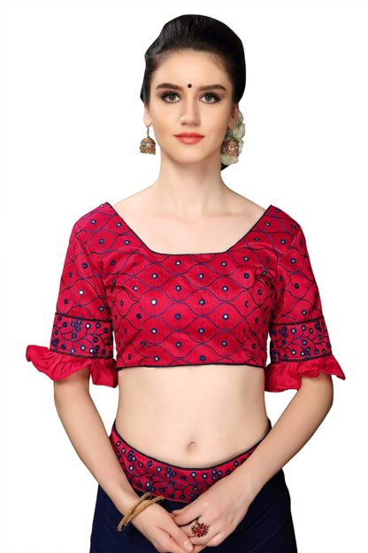 Cotton Silk Embroidery Lace Border Saree with Blouse Piece - Image 8