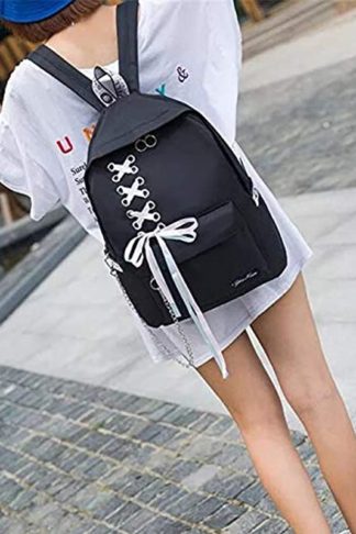 Fashion Waterproof Women Girls Backpack Korean Design Drawstring Chain travel College Office Bag Laptop Backpack