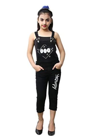 Girls Casual WEAR Slim FIT Stone Work Black Capri DANGRI