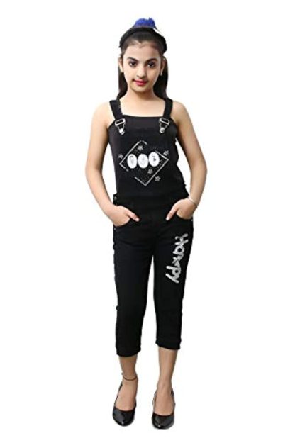 Girls Casual WEAR Slim FIT Stone Work Black Capri DANGRI