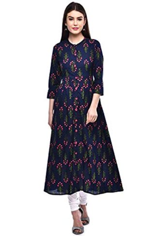 Women's A-Line Cotton Kurta (BLUE)