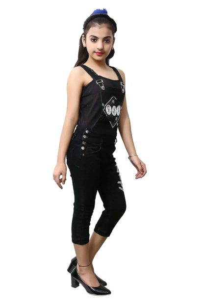 Girls Casual WEAR Slim FIT Stone Work Black Capri DANGRI - Image 4