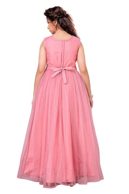 Girls Full Length Mono Net Layred Gown Dress - Image 3