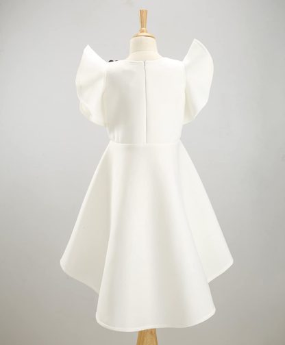 Girls Poly Cotton Low Drop Waist White Dress - Image 6