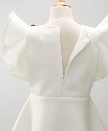 Girls Poly Cotton Low Drop Waist White Dress - Image 7