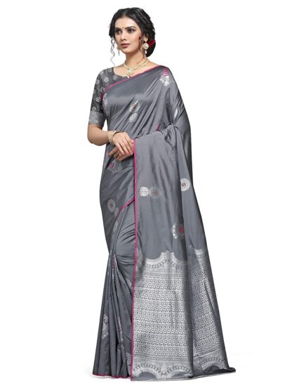 Elegant Silk Zari Saree with Blouse Piece - Image 7