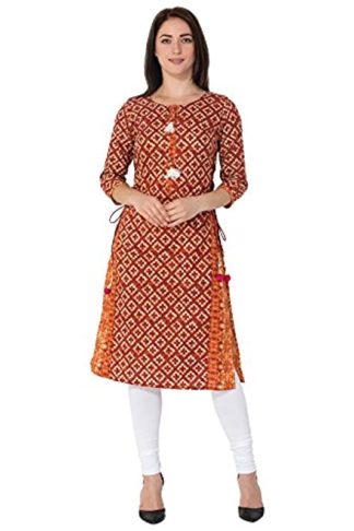 Women's Jaipuri Cotton Straight Kurti (Red)
