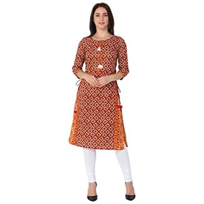 Women's Jaipuri Cotton Straight Kurti (Red) - Image 2