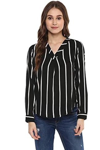 Women’s Strips V-Neck Top