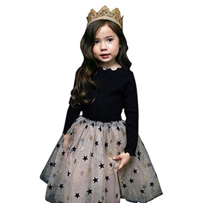 Polycotton Full Sleeves Geometric Star Dress in Black Color - Image 2
