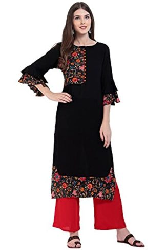Women's Rayon Straight Floral Print Kurti
