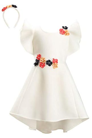 Girls Poly Cotton Low Drop Waist White Dress