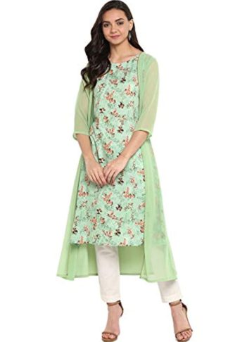 Women's Green Crepe Kurta