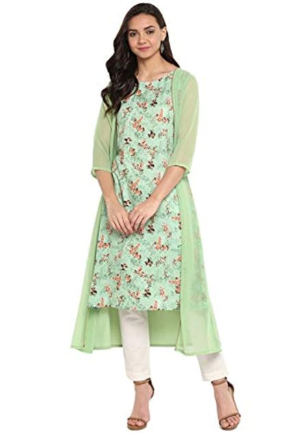 Women's Green Crepe Kurta