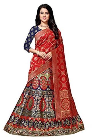 Women's Jacquard & Banarasi Silk Lehenga Choli Set