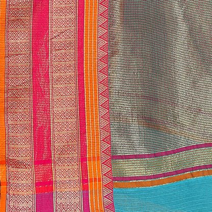 Women's Temple Border Kota Doria Cotton Manipuri Saree with unstitched blouse - Image 7