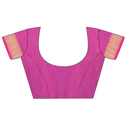 Women's Temple Border Kota Doria Cotton Manipuri Saree with unstitched blouse - Image 6