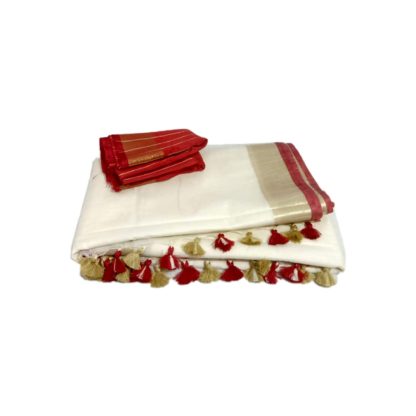 Women's Linen Slub Sarees with 2 Blouse Piece