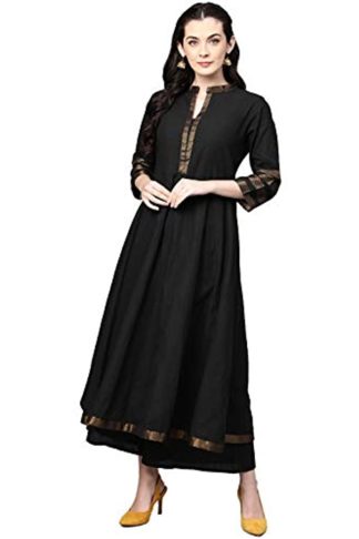 Women's Cotton Kurta with Gold Border