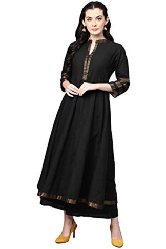 Women’s Cotton Kurta with Gold Border