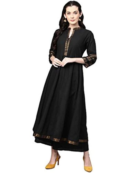 Women's Cotton Kurta with Gold Border - Image 2