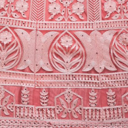 Women's Net Semi-Stitched Pink Lehenga Choli Set (Free Size) - Image 8